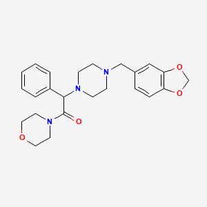 molecular formula C24H29N3O4 B7453582 2-[4-(1,3-Benzodioxol-5-ylmethyl)piperazin-1-yl]-1-morpholin-4-yl-2-phenylethanone 