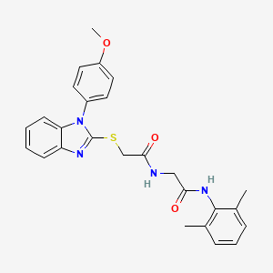 molecular formula C26H26N4O3S B7453588 N-(2,6-dimethylphenyl)-2-[[2-[1-(4-methoxyphenyl)benzimidazol-2-yl]sulfanylacetyl]amino]acetamide 
