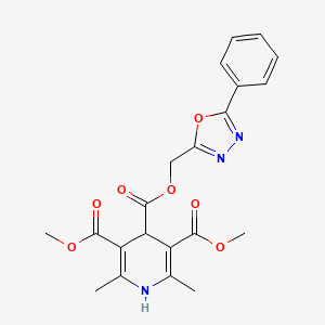 molecular formula C21H21N3O7 B7453622 3-O,5-O-dimethyl 4-O-[(5-phenyl-1,3,4-oxadiazol-2-yl)methyl] 2,6-dimethyl-1,4-dihydropyridine-3,4,5-tricarboxylate 