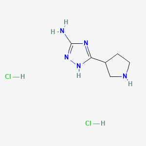 molecular formula C6H13Cl2N5 B7453630 3-(Pyrrolidin-3-yl)-1h-1,2,4-triazol-5-amine dihydrochloride 