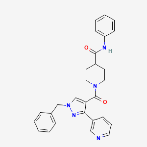 molecular formula C28H27N5O2 B7453693 1-(1-benzyl-3-pyridin-3-ylpyrazole-4-carbonyl)-N-phenylpiperidine-4-carboxamide 