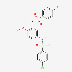 molecular formula C19H16ClFN2O5S2 B7453694 N-[5-[(4-chlorophenyl)sulfonylamino]-2-methoxyphenyl]-4-fluorobenzenesulfonamide 