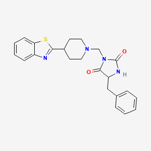 molecular formula C23H24N4O2S B7453695 3-[[4-(1,3-Benzothiazol-2-yl)piperidin-1-yl]methyl]-5-benzylimidazolidine-2,4-dione 