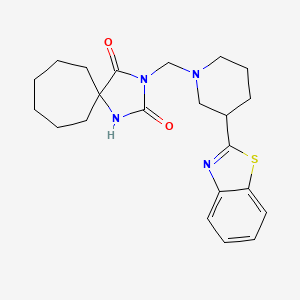 molecular formula C22H28N4O2S B7453707 3-[[3-(1,3-Benzothiazol-2-yl)piperidin-1-yl]methyl]-1,3-diazaspiro[4.6]undecane-2,4-dione 