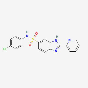 molecular formula C18H13ClN4O2S B7453714 N-(4-chlorophenyl)-2-pyridin-2-yl-3H-benzimidazole-5-sulfonamide 