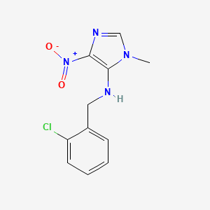 molecular formula C11H11ClN4O2 B7453724 N-[(2-chlorophenyl)methyl]-3-methyl-5-nitroimidazol-4-amine 