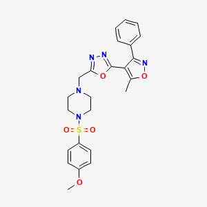 molecular formula C24H25N5O5S B7453735 2-[[4-(4-Methoxyphenyl)sulfonylpiperazin-1-yl]methyl]-5-(5-methyl-3-phenyl-1,2-oxazol-4-yl)-1,3,4-oxadiazole 