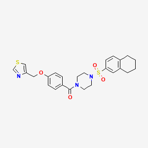 molecular formula C25H27N3O4S2 B7453736 [4-(5,6,7,8-Tetrahydronaphthalen-2-ylsulfonyl)piperazin-1-yl]-[4-(1,3-thiazol-4-ylmethoxy)phenyl]methanone 