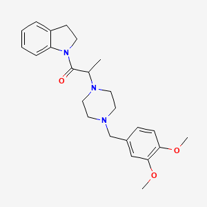 molecular formula C24H31N3O3 B7453784 1-(2,3-Dihydroindol-1-yl)-2-[4-[(3,4-dimethoxyphenyl)methyl]piperazin-1-yl]propan-1-one 