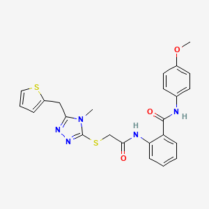 molecular formula C24H23N5O3S2 B7453786 N-(4-methoxyphenyl)-2-[[2-[[4-methyl-5-(thiophen-2-ylmethyl)-1,2,4-triazol-3-yl]sulfanyl]acetyl]amino]benzamide 