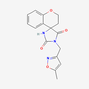 molecular formula C16H15N3O4 B7453807 3'-[(5-Methyl-1,2-oxazol-3-yl)methyl]spiro[2,3-dihydrochromene-4,5'-imidazolidine]-2',4'-dione 
