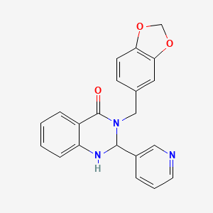 molecular formula C21H17N3O3 B7453821 3-(1,3-Benzodioxol-5-ylmethyl)-2-pyridin-3-yl-1,2-dihydroquinazolin-4-one 