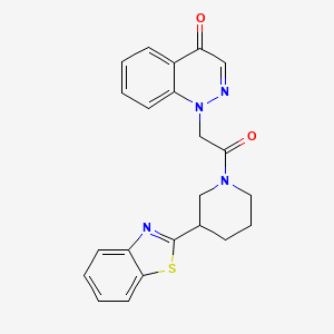 molecular formula C22H20N4O2S B7453825 1-[2-[3-(1,3-Benzothiazol-2-yl)piperidin-1-yl]-2-oxoethyl]cinnolin-4-one 