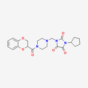 1-Cyclopentyl-3-[[4-(2,3-dihydro-1,4-benzodioxine-3-carbonyl)piperazin-1-yl]methyl]imidazolidine-2,4,5-trione