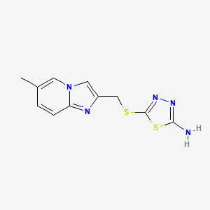 molecular formula C11H11N5S2 B7453849 5-[(6-Methylimidazo[1,2-a]pyridin-2-yl)methylsulfanyl]-1,3,4-thiadiazol-2-amine 