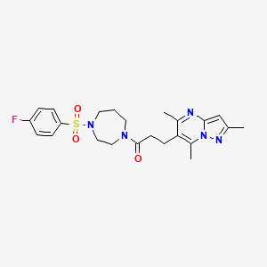 1-[4-(4-Fluorophenyl)sulfonyl-1,4-diazepan-1-yl]-3-(2,5,7-trimethylpyrazolo[1,5-a]pyrimidin-6-yl)propan-1-one