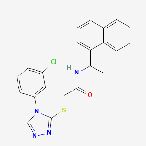 molecular formula C22H19ClN4OS B7453873 2-[[4-(3-chlorophenyl)-1,2,4-triazol-3-yl]sulfanyl]-N-(1-naphthalen-1-ylethyl)acetamide 