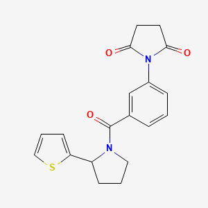 molecular formula C19H18N2O3S B7453889 1-[3-(2-Thiophen-2-ylpyrrolidine-1-carbonyl)phenyl]pyrrolidine-2,5-dione 