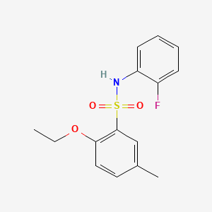 molecular formula C15H16FNO3S B7453948 2-ethoxy-N-(2-fluorophenyl)-5-methylbenzenesulfonamide 