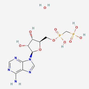 molecular formula C11H19N5O10P2 B7454088 [[(2R,3S,4R,5R)-5-(6-aminopurin-9-yl)-3,4-dihydroxyoxolan-2-yl]methoxy-hydroxyphosphoryl]methylphosphonic acid;hydrate 