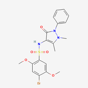 molecular formula C19H20BrN3O5S B7454155 4-bromo-N-(1,5-dimethyl-3-oxo-2-phenylpyrazol-4-yl)-2,5-dimethoxybenzenesulfonamide 