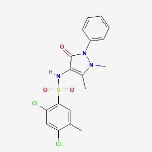 molecular formula C18H17Cl2N3O3S B7454226 2,4-dichloro-N-(1,5-dimethyl-3-oxo-2-phenylpyrazol-4-yl)-5-methylbenzenesulfonamide 