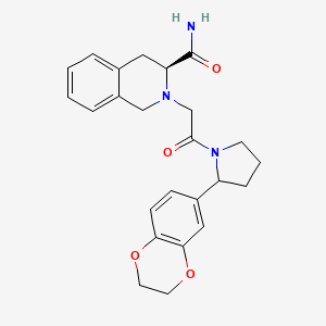 (3S)-2-[2-[2-(2,3-dihydro-1,4-benzodioxin-6-yl)pyrrolidin-1-yl]-2-oxoethyl]-3,4-dihydro-1H-isoquinoline-3-carboxamide