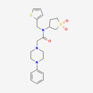 molecular formula C21H27N3O3S2 B7454232 N-(1,1-dioxothiolan-3-yl)-2-(4-phenylpiperazin-1-yl)-N-(thiophen-2-ylmethyl)acetamide 