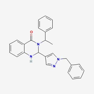 molecular formula C26H24N4O B7454255 2-(1-Benzylpyrazol-4-yl)-3-(1-phenylethyl)-1,2-dihydroquinazolin-4-one 