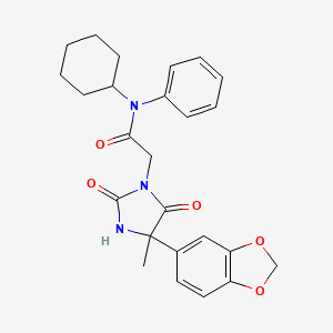 2-[4-(1,3-benzodioxol-5-yl)-4-methyl-2,5-dioxoimidazolidin-1-yl]-N-cyclohexyl-N-phenylacetamide