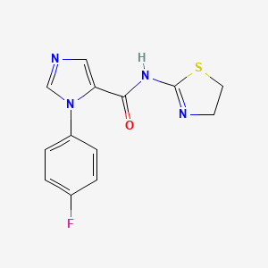 molecular formula C13H11FN4OS B7454336 N-(4,5-dihydro-1,3-thiazol-2-yl)-3-(4-fluorophenyl)imidazole-4-carboxamide 