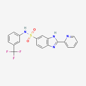 molecular formula C19H13F3N4O2S B7454382 2-pyridin-2-yl-N-[3-(trifluoromethyl)phenyl]-3H-benzimidazole-5-sulfonamide 