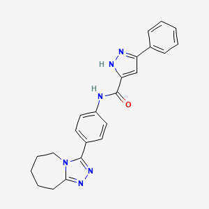 molecular formula C23H22N6O B7454420 3-phenyl-N-[4-(6,7,8,9-tetrahydro-5H-[1,2,4]triazolo[4,3-a]azepin-3-yl)phenyl]-1H-pyrazole-5-carboxamide 