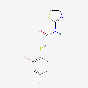 molecular formula C11H8F2N2OS2 B7454446 2-(2,4-difluorophenyl)sulfanyl-N-(1,3-thiazol-2-yl)acetamide 