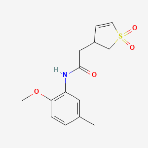 molecular formula C14H17NO4S B7454448 2-(1,1-dioxo-2,3-dihydrothiophen-3-yl)-N-(2-methoxy-5-methylphenyl)acetamide 