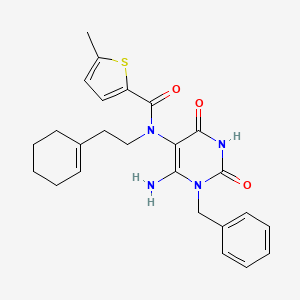 molecular formula C25H28N4O3S B7454474 N-(6-amino-1-benzyl-2,4-dioxopyrimidin-5-yl)-N-[2-(cyclohexen-1-yl)ethyl]-5-methylthiophene-2-carboxamide 