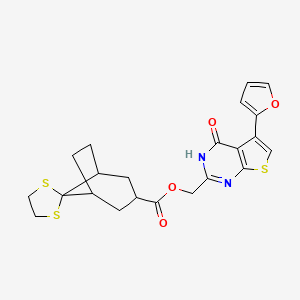 [5-(furan-2-yl)-4-oxo-3H-thieno[2,3-d]pyrimidin-2-yl]methyl spiro[1,3-dithiolane-2,8'-bicyclo[3.2.1]octane]-3'-carboxylate