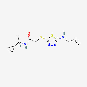 N-(1-cyclopropylethyl)-2-[[5-(prop-2-enylamino)-1,3,4-thiadiazol-2-yl]sulfanyl]acetamide