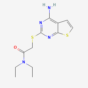 molecular formula C12H16N4OS2 B7454718 2-(4-aminothieno[2,3-d]pyrimidin-2-yl)sulfanyl-N,N-diethylacetamide 