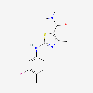 molecular formula C14H16FN3OS B7454785 2-(3-fluoro-4-methylanilino)-N,N,4-trimethyl-1,3-thiazole-5-carboxamide 