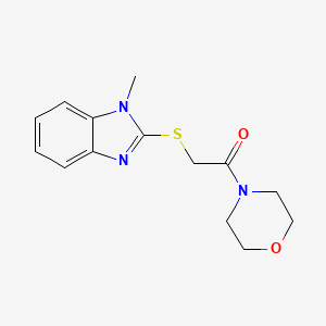 molecular formula C14H17N3O2S B7454810 2-(1-Methylbenzimidazol-2-yl)sulfanyl-1-morpholin-4-ylethanone 