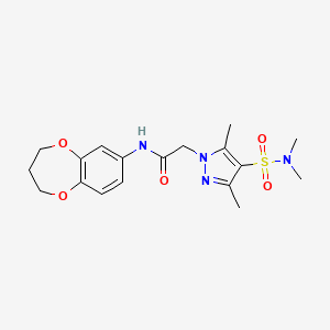 molecular formula C18H24N4O5S B7454840 N-(3,4-dihydro-2H-1,5-benzodioxepin-7-yl)-2-[4-(dimethylsulfamoyl)-3,5-dimethylpyrazol-1-yl]acetamide 