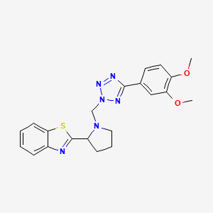 molecular formula C21H22N6O2S B7454882 2-[1-[[5-(3,4-Dimethoxyphenyl)tetrazol-2-yl]methyl]pyrrolidin-2-yl]-1,3-benzothiazole 