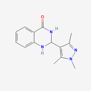 molecular formula C14H16N4O B7454914 2-(1,3,5-trimethylpyrazol-4-yl)-2,3-dihydro-1H-quinazolin-4-one 