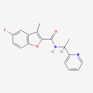 molecular formula C17H15FN2O2 B7454926 5-fluoro-3-methyl-N-(1-pyridin-2-ylethyl)-1-benzofuran-2-carboxamide 