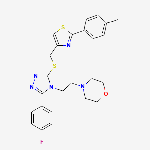 4-[2-[3-(4-Fluorophenyl)-5-[[2-(4-methylphenyl)-1,3-thiazol-4-yl]methylsulfanyl]-1,2,4-triazol-4-yl]ethyl]morpholine