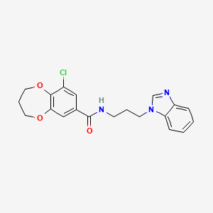 molecular formula C20H20ClN3O3 B7454956 N-[3-(benzimidazol-1-yl)propyl]-6-chloro-3,4-dihydro-2H-1,5-benzodioxepine-8-carboxamide 