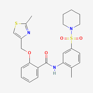 molecular formula C24H27N3O4S2 B7454975 N-(2-methyl-5-piperidin-1-ylsulfonylphenyl)-2-[(2-methyl-1,3-thiazol-4-yl)methoxy]benzamide 