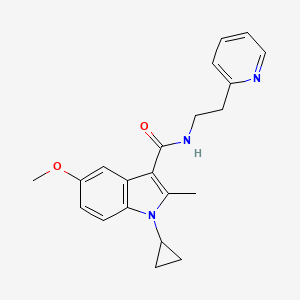 molecular formula C21H23N3O2 B7454995 1-cyclopropyl-5-methoxy-2-methyl-N-(2-pyridin-2-ylethyl)indole-3-carboxamide 