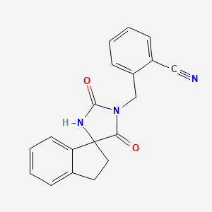 molecular formula C19H15N3O2 B7455024 2-[(2',5'-Dioxospiro[1,2-dihydroindene-3,4'-imidazolidine]-1'-yl)methyl]benzonitrile 
